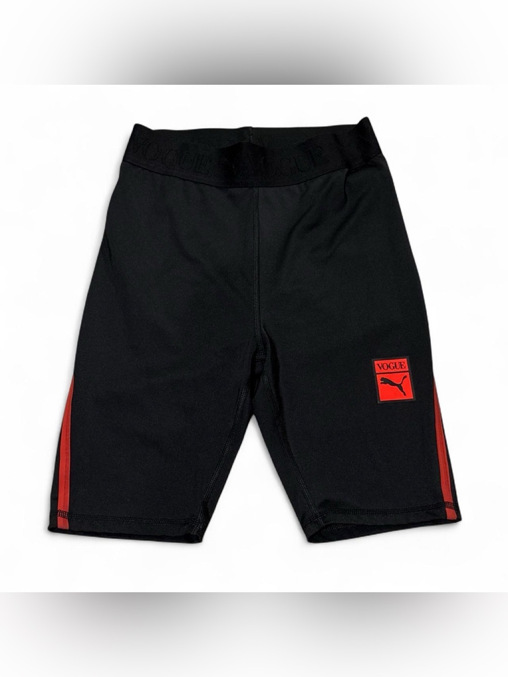 Puma x Vogue black biker shorts with red side stripes